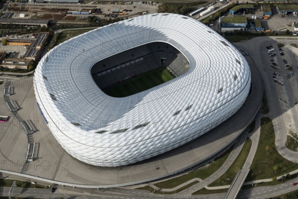 Allianz Arena, aerial view, bird's eye view, Munich, Bavaria, Germany, Europe