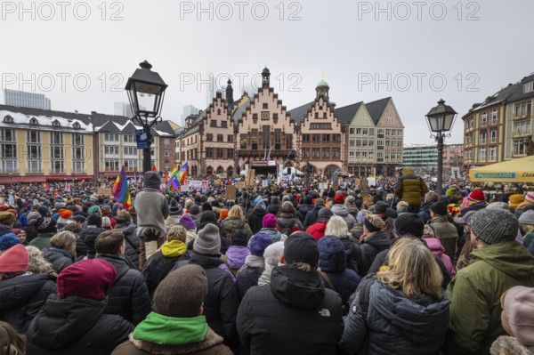 Around 20, 000 people gathered on the Römerberg in Frankfurt am Main on 20 January 2024 to demonstrate against the AfD and right-wing extremism, Römerberg, Frankfurt am Main, Hesse, Germany, Europe