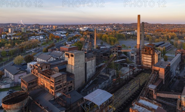 A picture of the Lower Vítkovice industrial complex at sunset