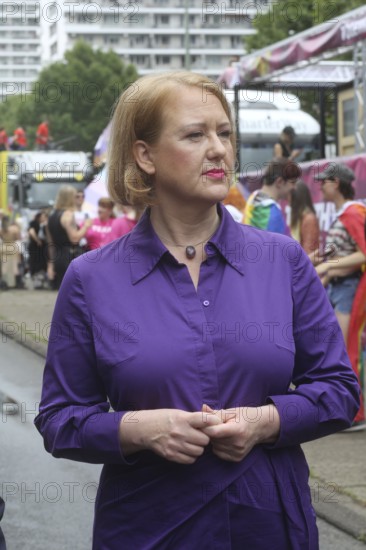 Lisa Paus, German minister for Family Affairs before the start of the Christopher Street Day demo. Berlin, Germany, Europe