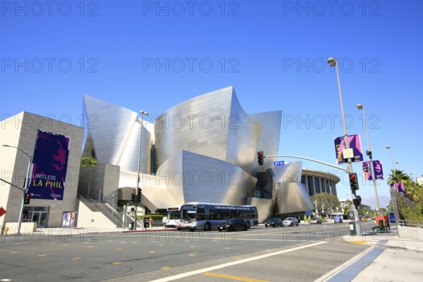 LA Phil, the Walt Disney Concert Hall in Downtown, South Grand Avenue, built by Frank Gehry, Los Angeles, California, USA, North America