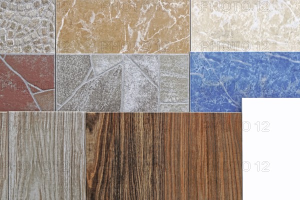 Ceramic tiles in various patterns and earth colors