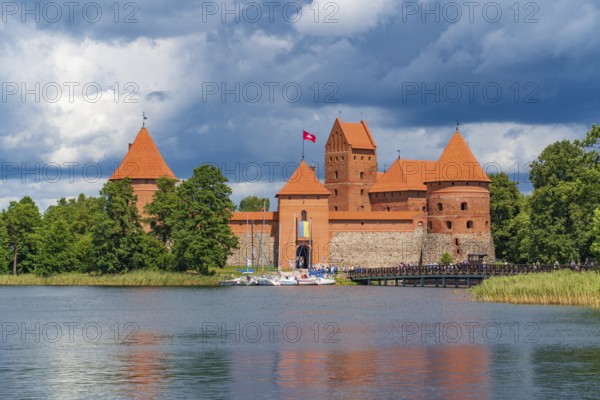 Trakai Island Castle on Lake Galve in Trakai, Lithuania, Europe