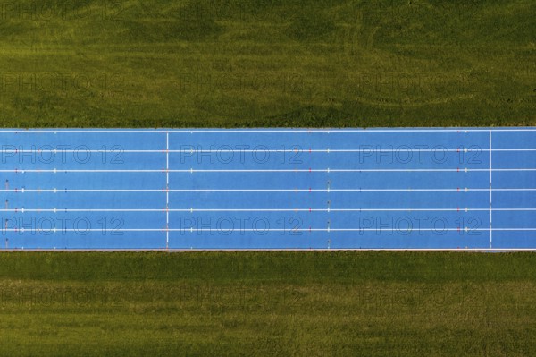 Aerial View of a blue running track