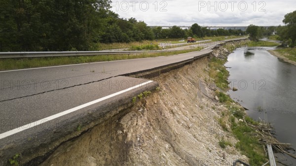 A year after the devastating floods, the B 266 road in the Ahr valley near Heimersheim is still not passable again. Heimersheim, Rhineland-Palatinate, Germany, Europe