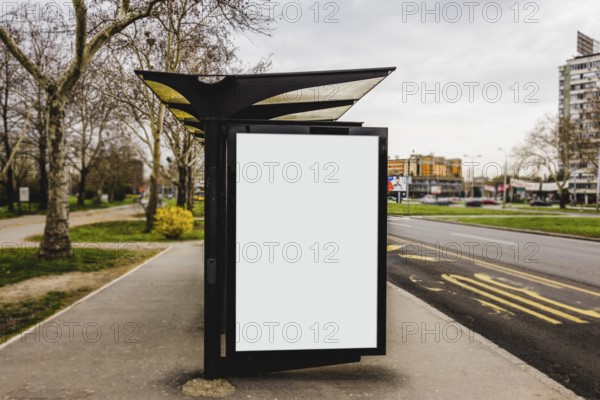 Blank bus stop advertising billboard city