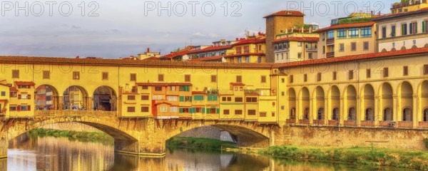 Ponte Vecchio and Vasari Corridor in Florence, Tuscany, Italy banner panorama