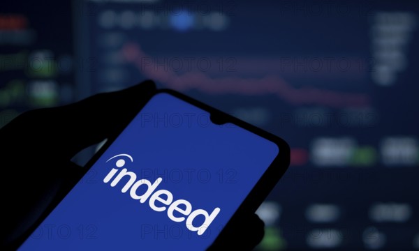 Dhaka, Bangladesh- 08 Nov 2024: Indeed logo is displayed on smartphone
