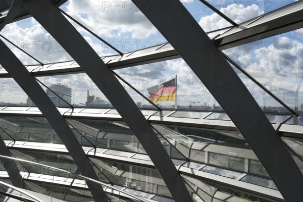 German flag on the Reichstag building in Berlin, Berlin, Germany, Europe