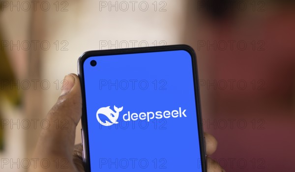 Deepseek Ai logo is displayed on smartphone.