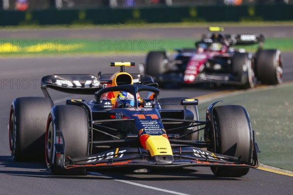 MELBOURNE, AUSTRALIA, APRIL 2: Sergio Perez of Mexico drives the Oracle Red Bull Racing RB19 on race day during the 2023 Australian Grand Prix at Albert Park on April 2, 2023 in Melbourne, Australia, Oceania