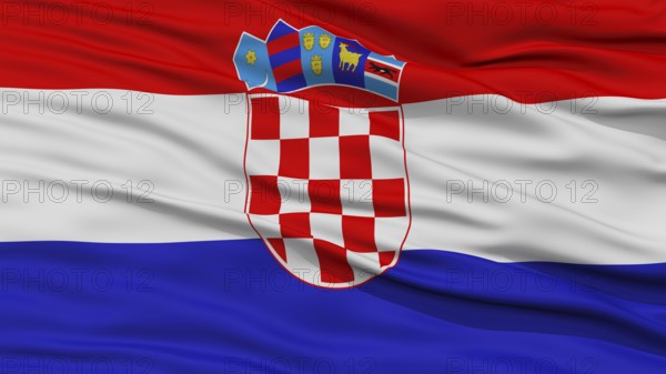 Closeup Croatia Flag, Waving in the Wind, High Resolution