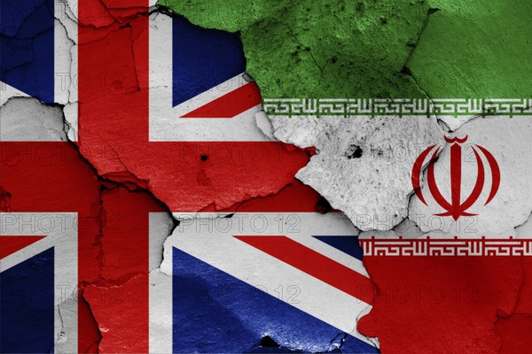 Flags of UK and Iran