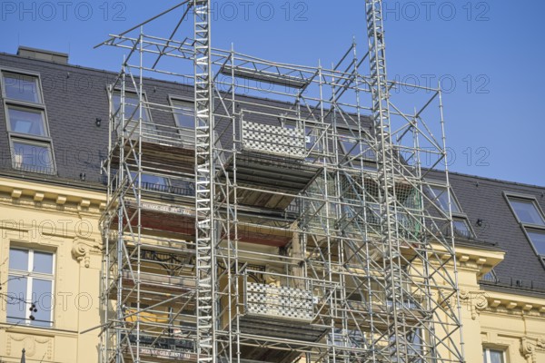 Old building, renovation, scaffolding, Kurfürstendamm, Charlottenburg, Berlin, Germany, Europe