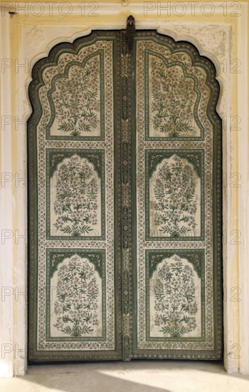 Ornamental door in Hawa Mahal palace, Jaipur India