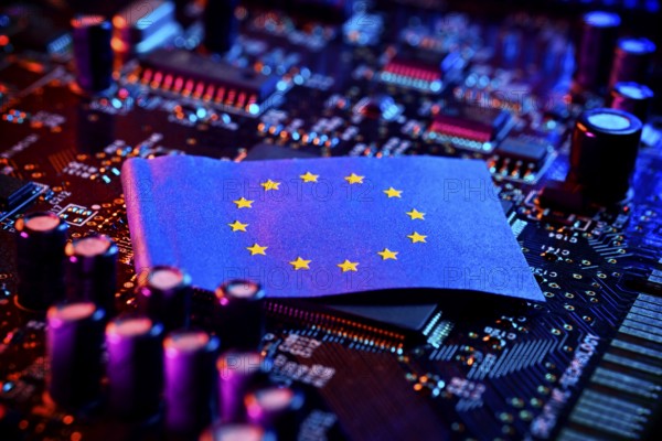 Computer chip with EU flag