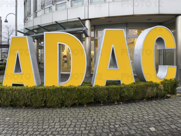 ADAC logo in front of an ADAC shop in Remscheid, Germany, Europe