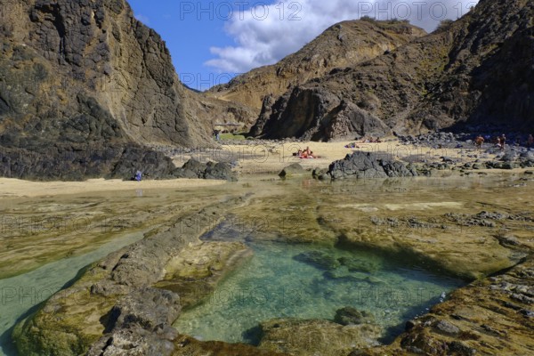 Beach, Rocks, Rock pool, Porto das Salemas, North coast, Porto Santo, Madeira Island