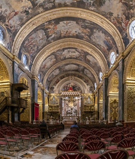 Valletta, Malta, 23 December, 2023: interior view of the Co-Cathedral of Saint John in Valletta, Europe