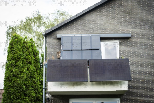 Balcony power station on a detached house in Monheim am Rhein, Germany, Europe