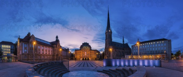 The Theatre Square in Chemnitz is located on the Street of Nations near the main railway station. It is surrounded by the König-Albert-Museum, the opera house, St. Peter's Church and the Hotel Chemnitzer Hof. It got its name when the opera house was still called the New City Theatre
