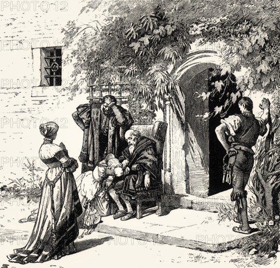ACT V., SCENE XIII., The Prison at Heilbronn, Goetz and Elizabeth, Scene from Götz von Berlichingen by Johann Wolfgang von Goethe