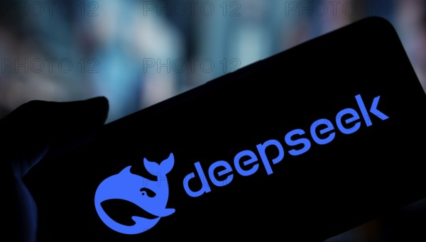 Deepseek Ai logo is displayed on smartphone.