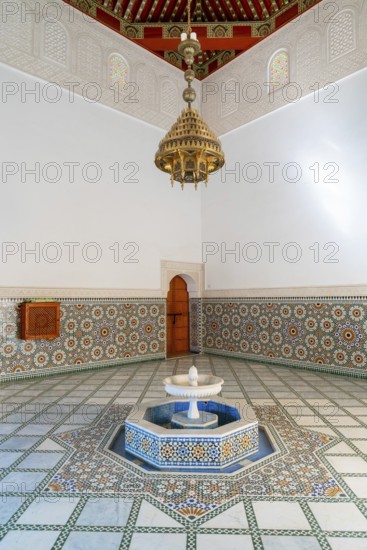 Meknes, Morocco, 5 March, 2024: interior view of the Bou Inania Madrasa in the historic old town of Meknes, Africa
