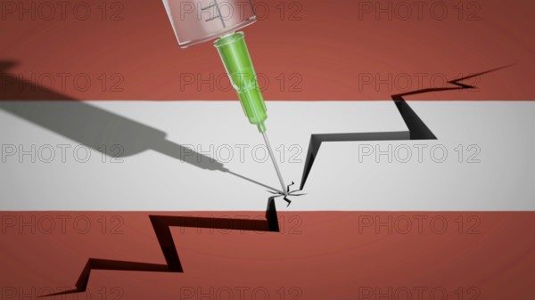 Symbolic image on the subject of division by compulsory vaccination in Austrian society