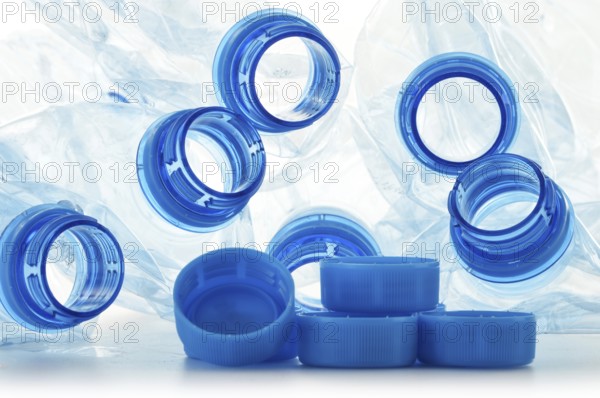 Composition with empty polycarbonate plastic bottles of mineral water