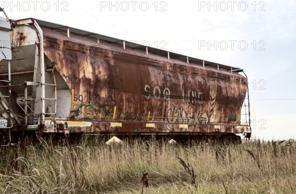 Rusted RailCar railroad in Saskatchewan Canada old