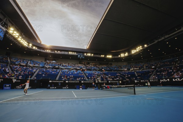MELBOURNE, AUSTRALIA, JANUARY 24: Jannik Sinner of Italy beats Alex de Minaur of Australia on day 8 of the 2022 Australian Open at Melbourne Park on January 24, 2022 in Melbourne, Australia, Oceania