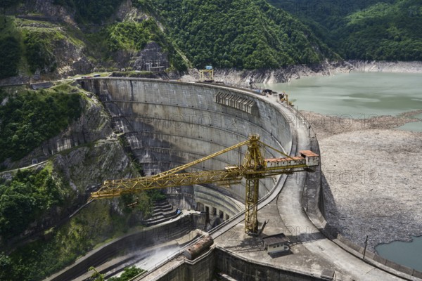 Enguri Dam, Inguri Dam, Enguri River Dam, Earth's Highest Arch Dam, High Caucasus, Svanetia, Georgia, Asia