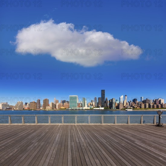 Manhattan New York sunny skyline East River sunshine NYC USA