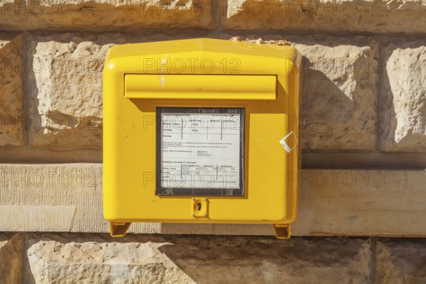 Yellow letterbox from Deutsche Post, Germany, Europe