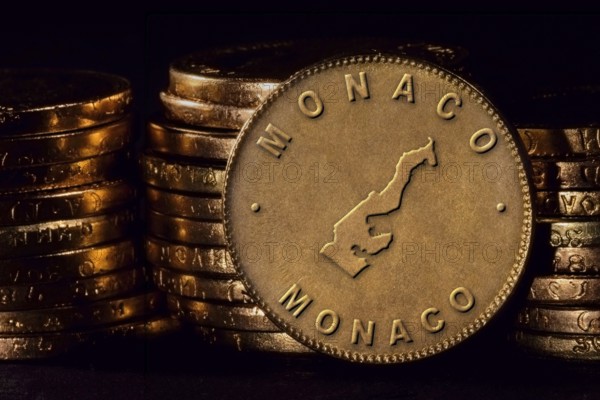 Golden Coin with Map of Monaco, Gold Coin Design