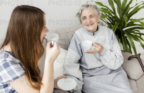 Grandmother happy spend time with family