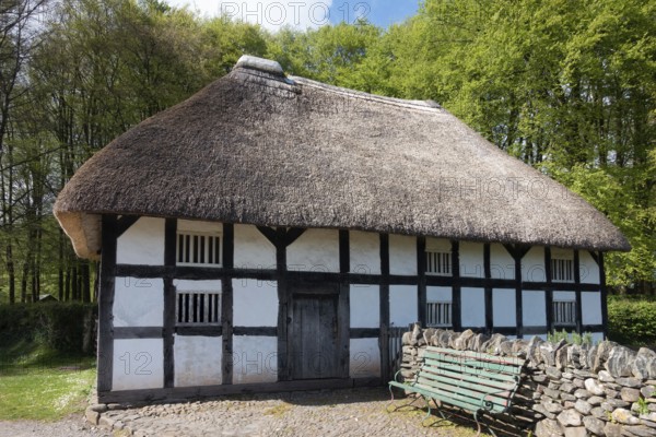 CARDIFF, UK - APRIL 27 : View of Abernodwydd Farmhouse at St Fagans National Museum of History in Cardiff on April 27, 2019