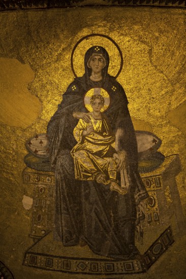 Virgin Mary and Christ Child, The Apsis Mosaic, Hagia Sophia, Istanbul, Turkey, Asia
