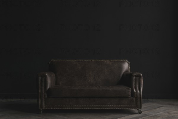 Leather couch dark room. Resolution and high quality beautiful photo