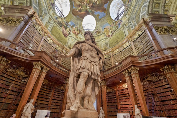 The Prunksaal, center of the old imperial library inside the Austrian National Library. Vienna Austria
