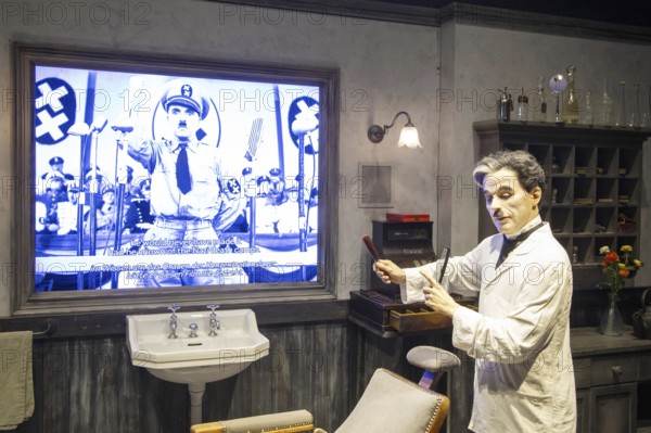 Charlie Chaplin, wax figure, film The Great Dictator, Charlie Chaplin Museum, Chaplins World, Corsier-sur-Vevey, Canton Vaud, Switzerland, Europe