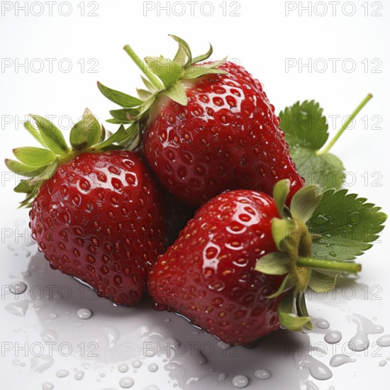 Fresh strawberries, with water drops, AI generated