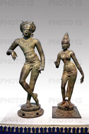 Cut out, 10 to 11th century Rishbandhigar, Thiruvangadu. 10 to 12th century Parvathi Thiruvangadu, Tamil Nadu, South India, India, Asia. Bronze, Panchaloha, Asia
