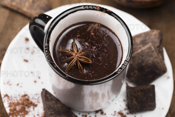 Hot chocolate aromatic drink close up