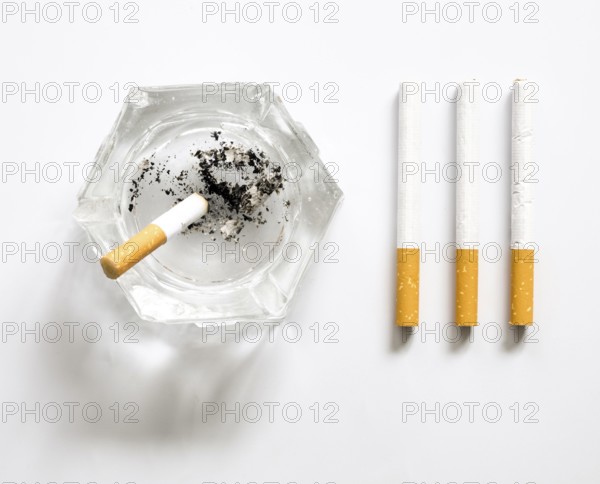 Top view bad habit cigarette arrangement