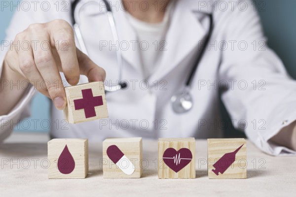 Front view doctor holding medical element. Resolution and high quality beautiful photo