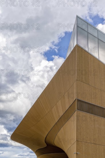 Helsinki, Finland: 4 August, 2021: vertical view of the modern architecture style of the Kiasma Art Musuem in Helsinki