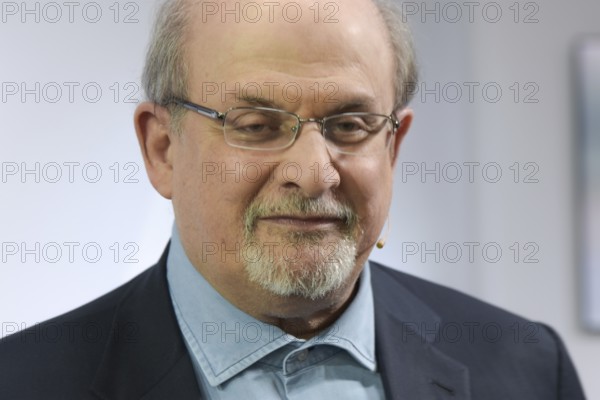 Salman Rushdie, novelist, at 'Blaues Sofa' regarding his book 'The Golden House', Frankfurt Bookfair, Buchmesse Frankfurt 2017