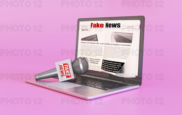 Laptop with fake news webpage microphone